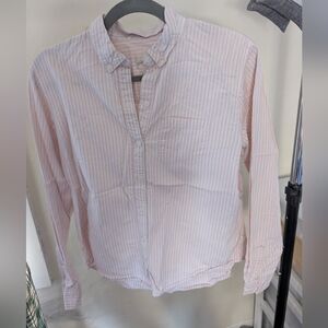 Pink and white striped button down